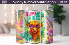 Summer Vibes Tumbler | Highland Cow Tropical Beach Wrap Product Image 1
