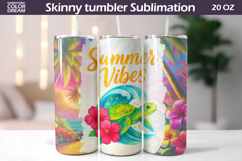 Summer Vibes Tumbler | Sea Turtle Tropical Floral Wrap Product Image 1