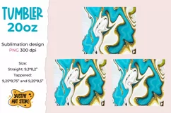 Skinny Tumbler 20oz sublimation turquoise gold fluid art Product Image 2