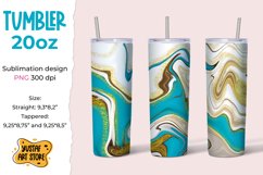 Skinny Tumbler 20oz sublimation turquoise gold fluid art Product Image 1