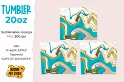 Skinny Tumbler 20oz sublimation turquoise gold fluid art Product Image 2