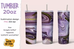 Skinny Tumbler sublimation 20oz.Violet fluid art, glitter Product Image 1