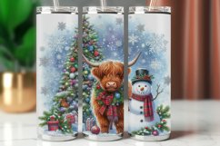 Tumbler Wrap 20 oz - highland cow snowman Product Image 1