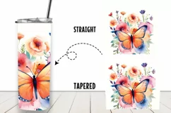 Flowers Butterfly 20 oz Skinny Tumbler full wrap Product Image 2