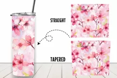 Pink Blossom Flower Watercolor 20 oz Tumbler Wrap Sublimatio Product Image 2