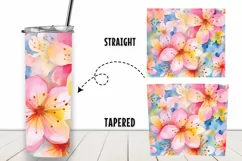 Flowers Watercolor 20 oz Tumbler Wrap Sublimation Product Image 2