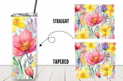 Flowers Summer Watercolor 20 oz Tumbler Wrap Sublimation Product Image 2