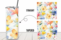 Flowers Summer Watercolor 20 oz Tumbler Wrap Sublimation Product Image 2