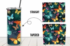 Butterfly Watercolor 20 oz Tumbler Wrap Sublimation Product Image 2