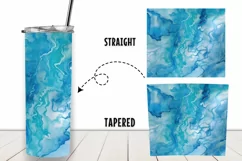 Marble Blue Watercolor 20 oz Tumbler Wrap Sublimation Product Image 2
