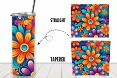 Flowers Groovy Summer Watercolor 20 oz Skinny Tumbler Wrap Product Image 3