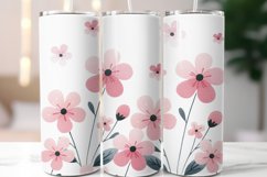 Pink Flowers 20 oz Skinny Tumbler Wrap Sublimation Product Image 1