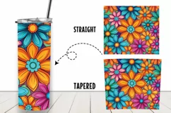 Flowers Groovy Summer Watercolor 20 oz Skinny Tumbler Wrap Product Image 2