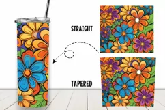 Flowers Groovy Summer Watercolor 20 oz Skinny Tumbler Wrap Product Image 4