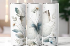 White Flowers Butterfly 20 oz Skinny Tumbler Wrap Product Image 1