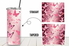 Pink butterflies watercolor 20 oz Tumbler Wrap Sublimation Product Image 2