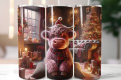 Christmas Highland Cow 20oz Skinny Tumbler Wrap Sublimation Product Image 1