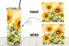 Sunflower watercolor flower 20oz Tumbler Wrap Product Image 2
