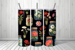 Cute Floral Jars Digital Papers, Jars &amp; Flowers Patterns Product Image 2