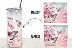 Pink blossom watercolor flower 20 oz Skinny Tumbler Wrap Product Image 2