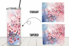 Pink blossoms watercolor 20 oz Tumbler Wrap Sublimation Product Image 2