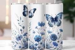 Butterfly Flowers Tumbler wrap design 20oz Skinny tumbler Product Image 1