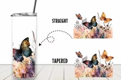 Retro Butterfly Floral Watercolor 20oz Tumbler Wrap Product Image 2