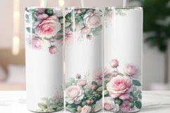 Pink Floral 20 oz Skinny Tumbler Wrap Sublimation Product Image 1