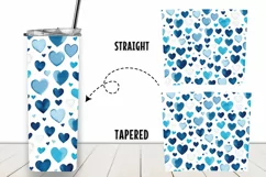 Blue Hearts Watercolor 20 oz Tumbler Wrap Sublimation Product Image 2