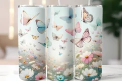 Butterflies meadow pastel flowers 20 oz Skinny Tumbler Wrap Product Image 1
