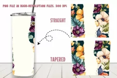 Flowers Watercolor 20Oz Tumbler Sublimation Wrap Product Image 2