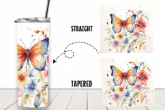 Flowers Butterfly 20 oz Skinny Tumbler full wrap Product Image 2
