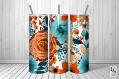 Orange &amp; Teal Flowers Digital Paper Patterns Product Image 4