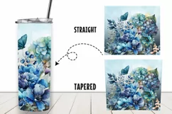 Flowers Blue Butterfly Watercolor 20 oz Skinny Tumbler Wrap Product Image 2