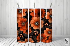Orange &amp; Black Flowers Pattern Digital Papers Product Image 4