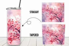 Cherry blossoms watercolor 20 oz Tumbler Wrap Sublimation Product Image 2
