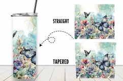Butterfly Watercolor Flowers 20oz Tumbler Wrap Product Image 2