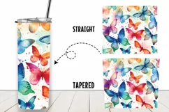 Rainbow Butterfly Watercolor 20 oz Tumbler Wrap Sublimation Product Image 2