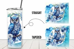 Blue Owl Watercolor Flowers 20 oz Tumbler Wrap Sublimation Product Image 2