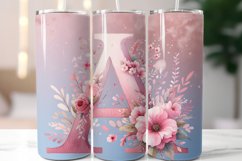 Letter A Name Pink Flowers 20 oz Skinny Tumbler Wrap Product Image 1