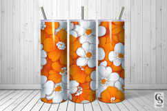 Orange Retro Flowers Digital Papers Product Image 5