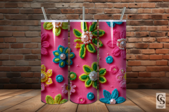 Pink Summer Crochet Flowers Digital Paper Product Image 5