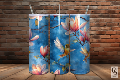 Pink Magnolia Flowers and Birds Seamless Pattern Product Image 5