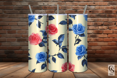 Red Blue Watercolor Roses Seamless Pattern Product Image 5