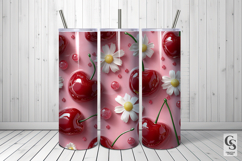 3D Daisy and Cherries Seamless Pattern Product Image 3
