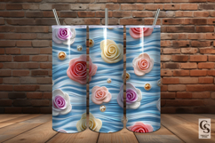 3D Pastel Beaded Roses Seamless Patterns Product Image 5