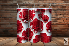 3D Red Camellia Flowers Digital Papers Product Image 4