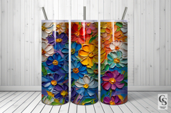 Colorful Impasto Painted Flowers Digital Paper Product Image 5