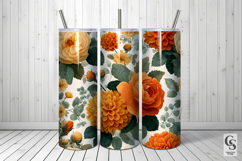 Orange Roses and Marigold Flowers Digital Paper Product Image 5