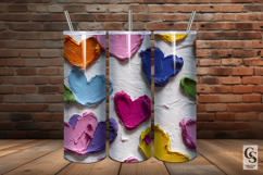 Impasto Painted 3D Hearts Seamless Patterns Product Image 4
